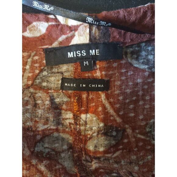 Miss Me floral kimono Medium Bohemian Boho Viscose Bell Sleeve Hippie Fall Brown - Picture 7 of 8